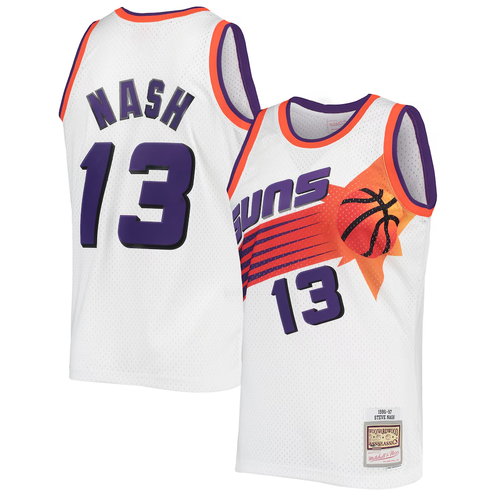 Vanessashop P.Sunss #13 Steve Nash Mitchell & Ness White 199697 Hardwood Classics Swingman Jerseys