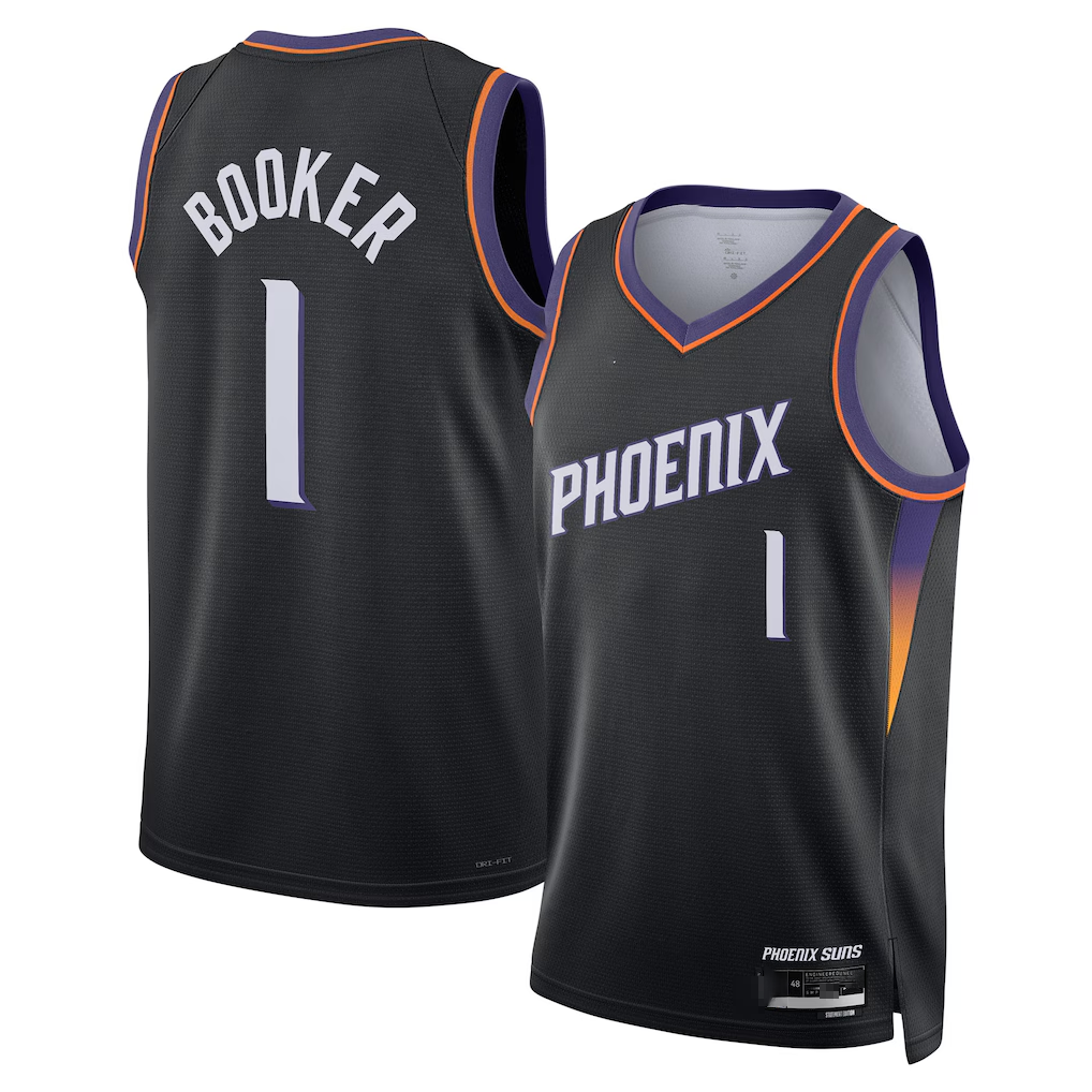 Vanessashop P.Sunss #1 Devin Booker Black Swingman Jerseys - Statement Edition