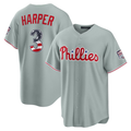 Vanessashop PH.Phillies #3 Bryce Harper Gray USA 250 Fourth of July Road Stadium Jersey