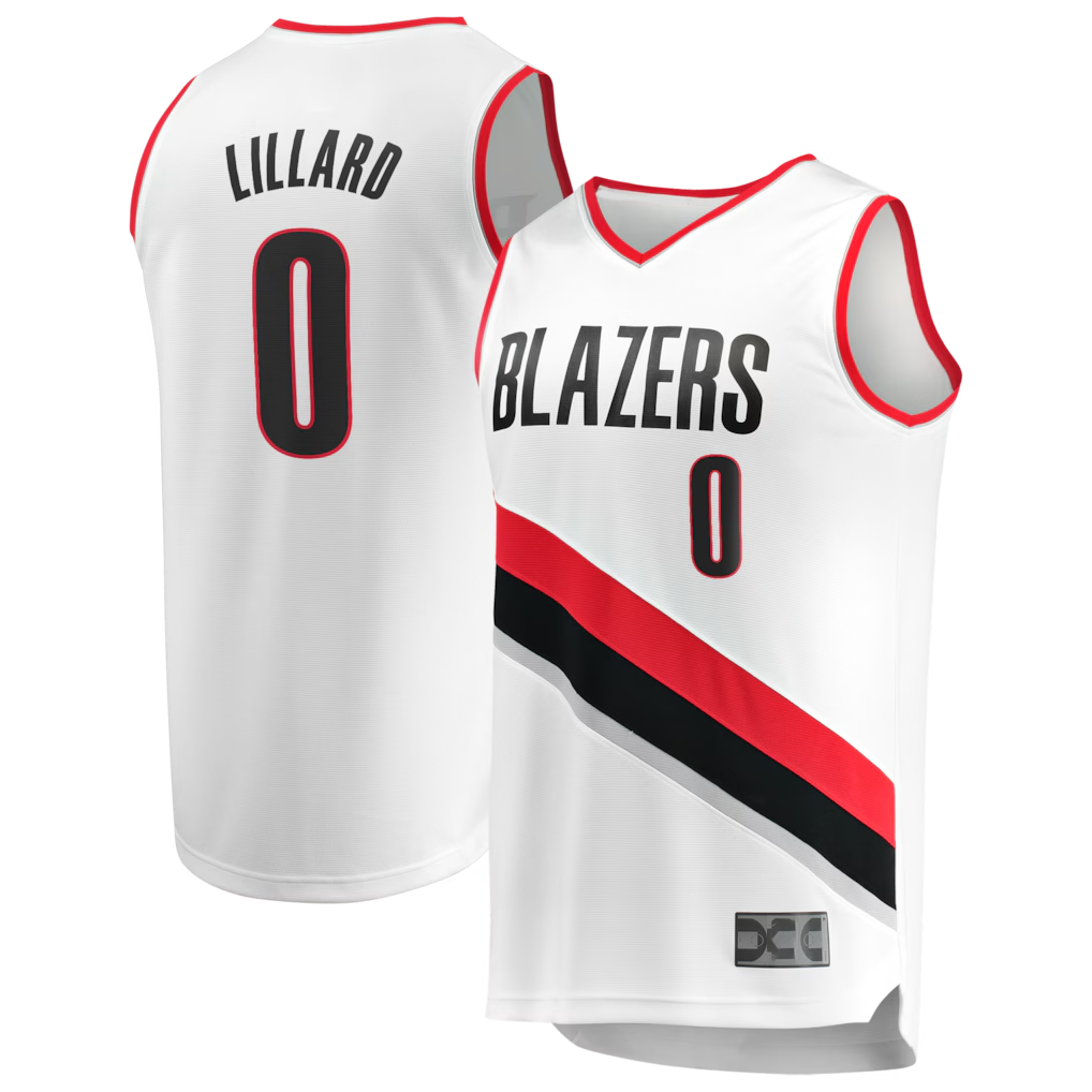 Vanessashop PT.Blazers #0 Damian Lillard Fanatics White Fast Break Replica Jerseys - Association Edition