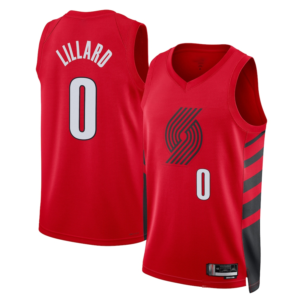 Vanessashop PT.Blazers #0 Damian Lillard Red Swingman Jerseys - Statement Edition