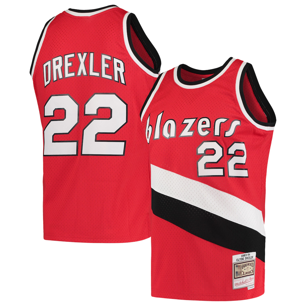 Vanessashop PT.Blazers #22 Clyde Drexler Mitchell & Ness Red 198384 Hardwood Classics Swingman Jerseys