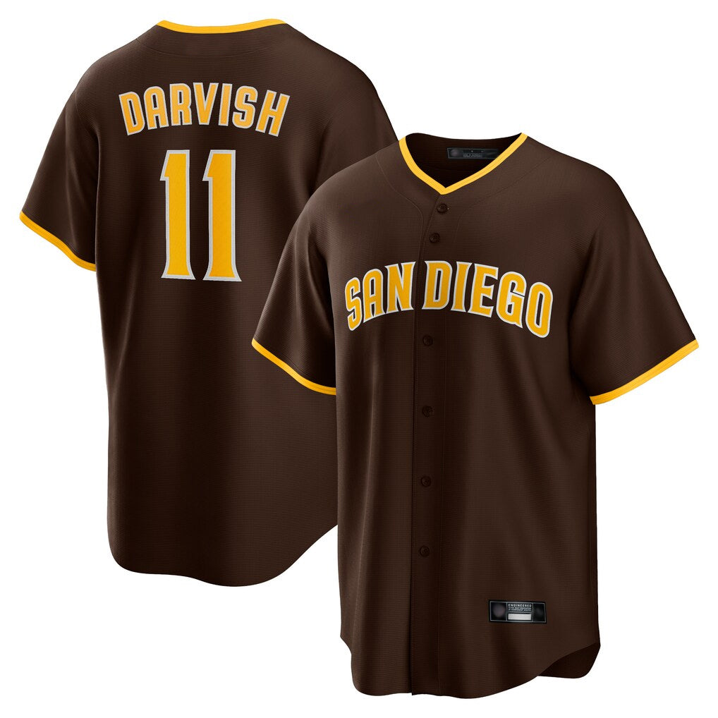 Vanessashop S.Diego Padres #11 Yu Darvish Player Brown Alternate Replica Game Stitched Jerseys
