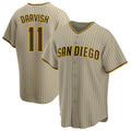 Vanessashop S.Diego Padres #11 Yu Darvish Player Khaki Home Game Stitched Jerseys