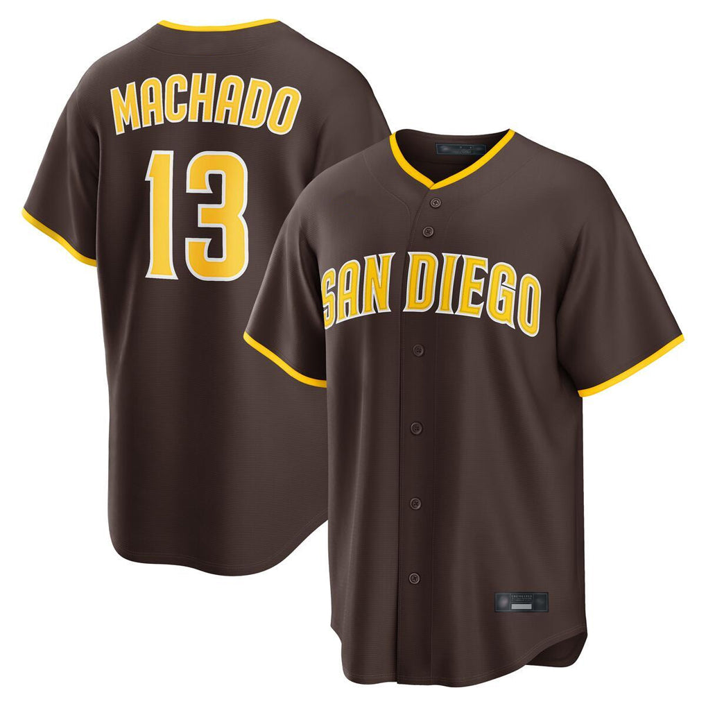 Vanessashop S.Diego Padres #13 Manny Machado Player Brown Alternate Replica Game Stitched Jerseys
