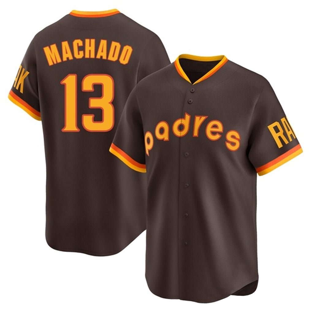 Vanessashop S.Diego Padres #13 Manny Machado Player Brown Home Cooperstown Collection Replica Game Stitched Jerseys