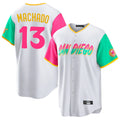 Vanessashop S.Diego Padres #13 Manny Machado Player White City Connect Home Game Stitched Jerseys