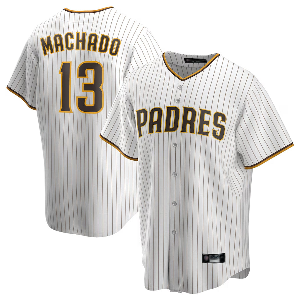 Vanessashop S.Diego Padres #13 Manny Machado Player White Home Game Stitched Jerseys