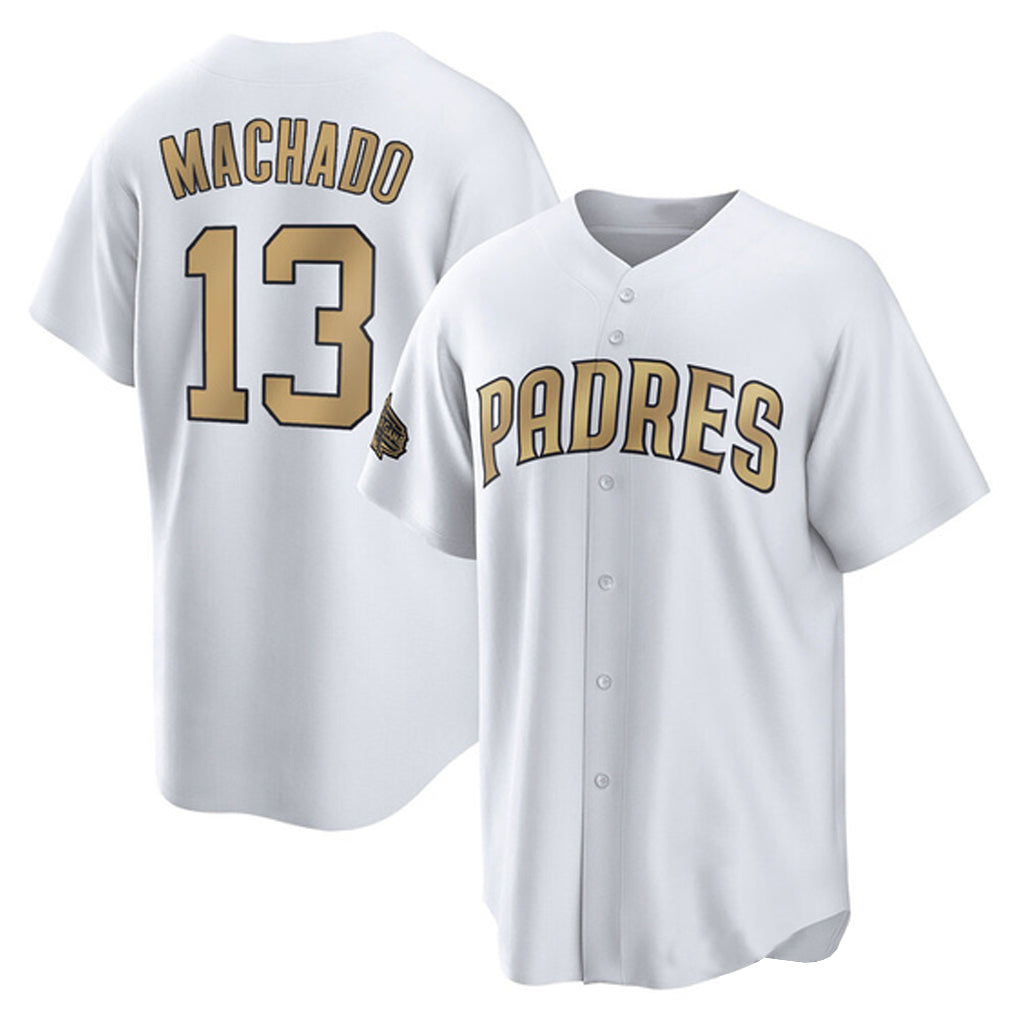 Vanessashop S.Diego Padres #13 Manny Machado Player White Replica All-Star Game Home Stitched Jerseys