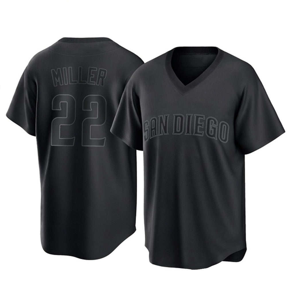 Vanessashop S.Diego Padres #22 Mason Miller Player Black Pitch Fashion Game T-shirt Stitched Jerseys