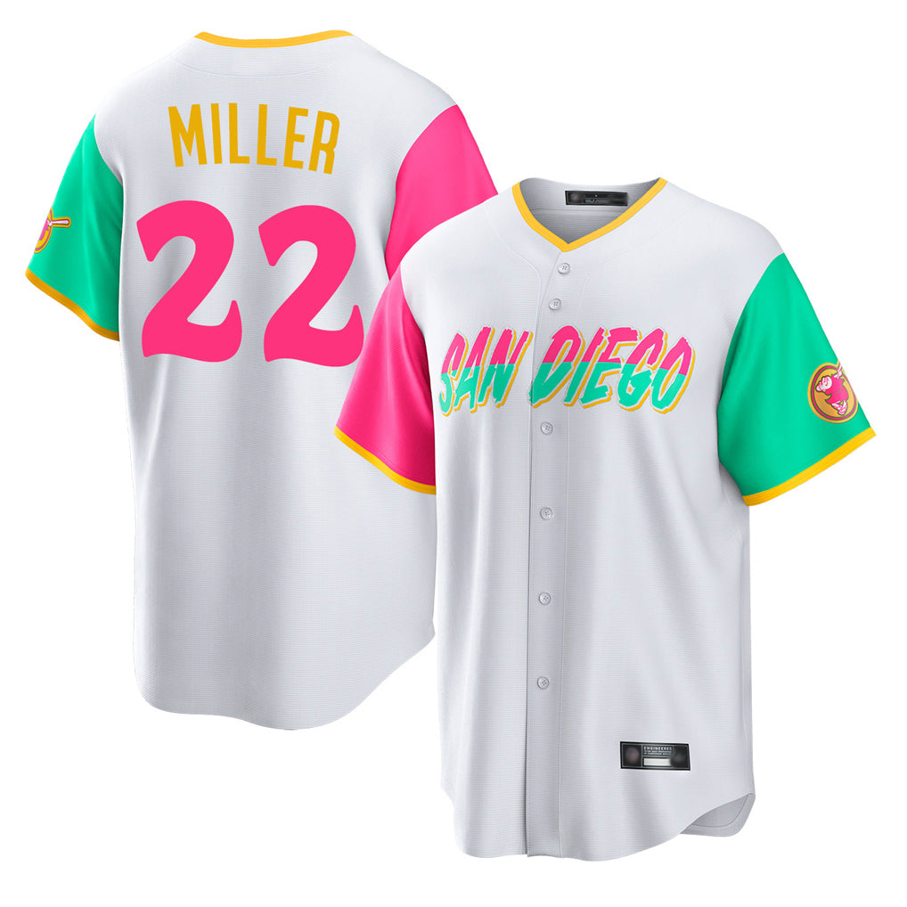 Vanessashop S.Diego Padres #22 Mason Miller Player White City Connect Home Game Stitched Jerseys