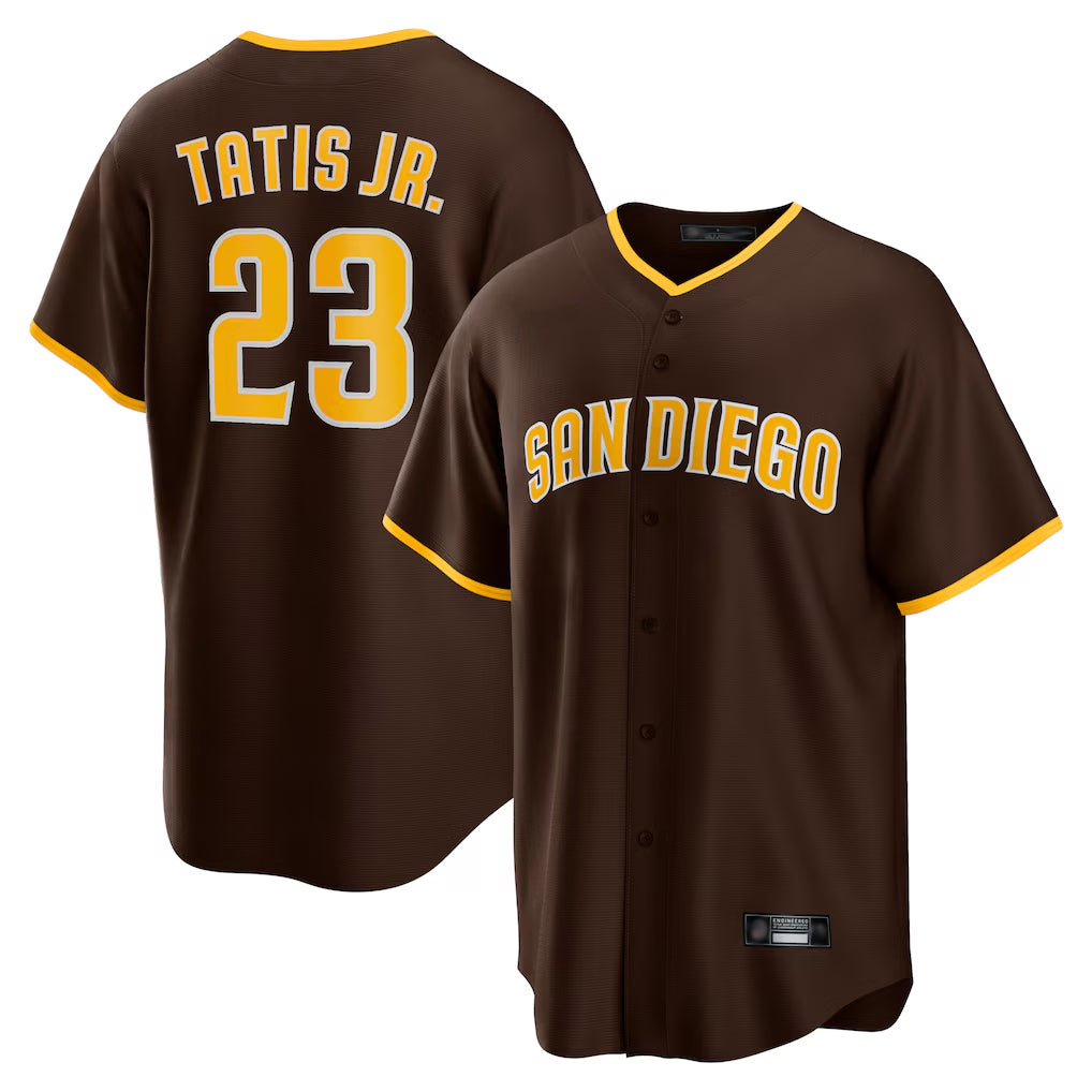 Vanessashop S.Diego Padres #23 Fernando Tatis Jr Player Brown Alternate Replica Game Stitched Jerseys
