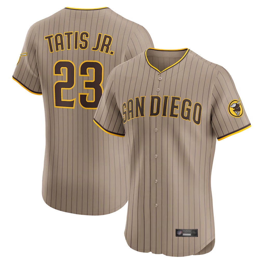 Vanessashop S.Diego Padres #23 Fernando Tatis Jr Player Khaki Home Limited Elite Stitched Jerseys