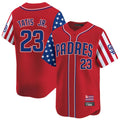 Vanessashop S.Diego Padres #23 Fernando Tatis Jr Player Red Independence Day Home Limited Stitched Jerseys
