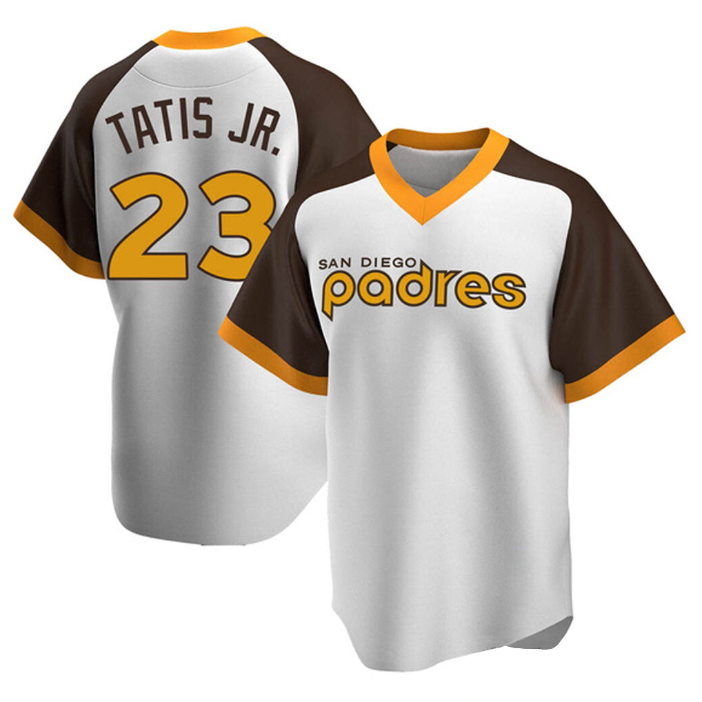 Vanessashop S.Diego Padres #23 Fernando Tatis Jr Player White Home Cooperstown Collection Replica Game Stitched Jerseys