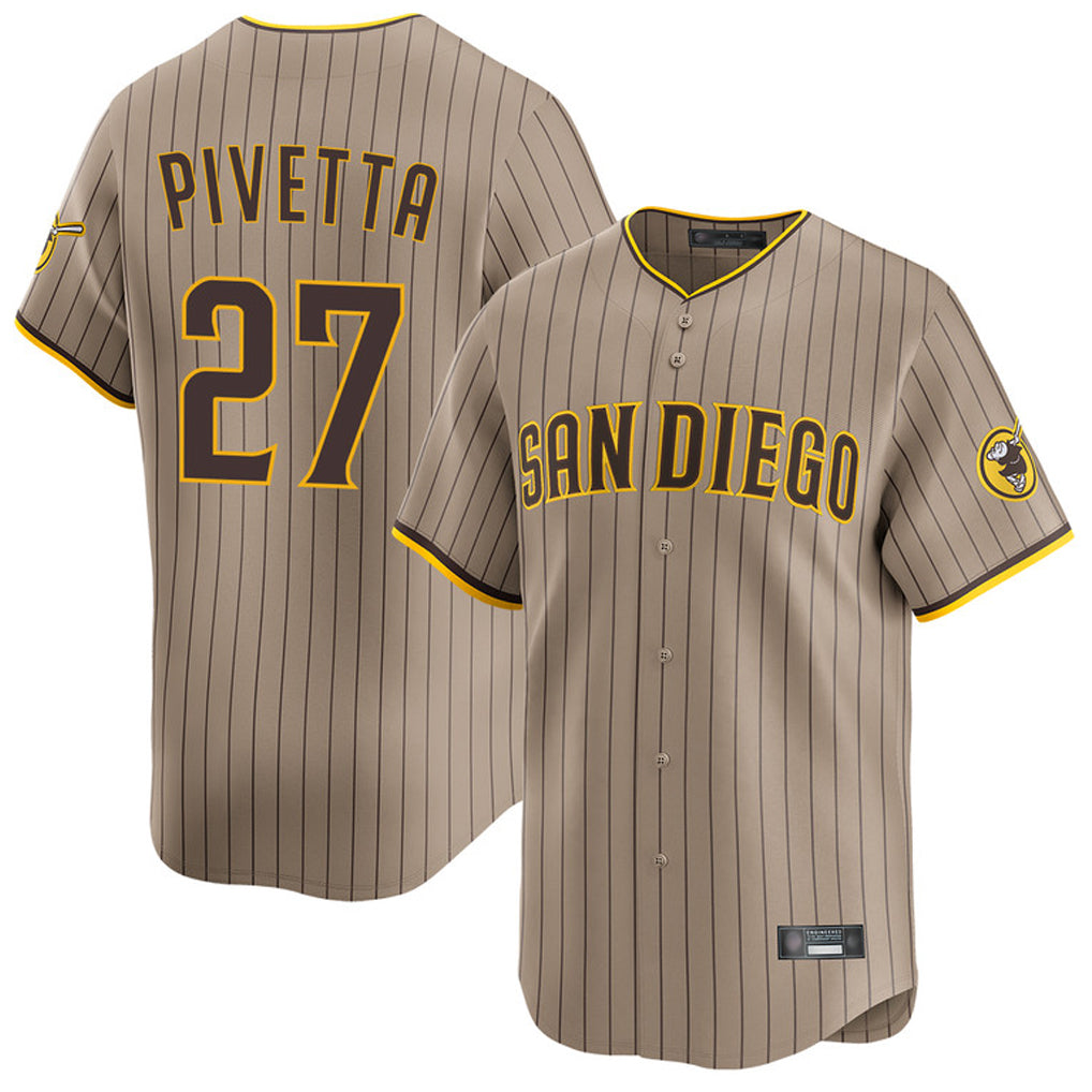 Vanessashop S.Diego Padres #27 Nick Pivetta Player Khaki Home Limited Stitched Jerseys