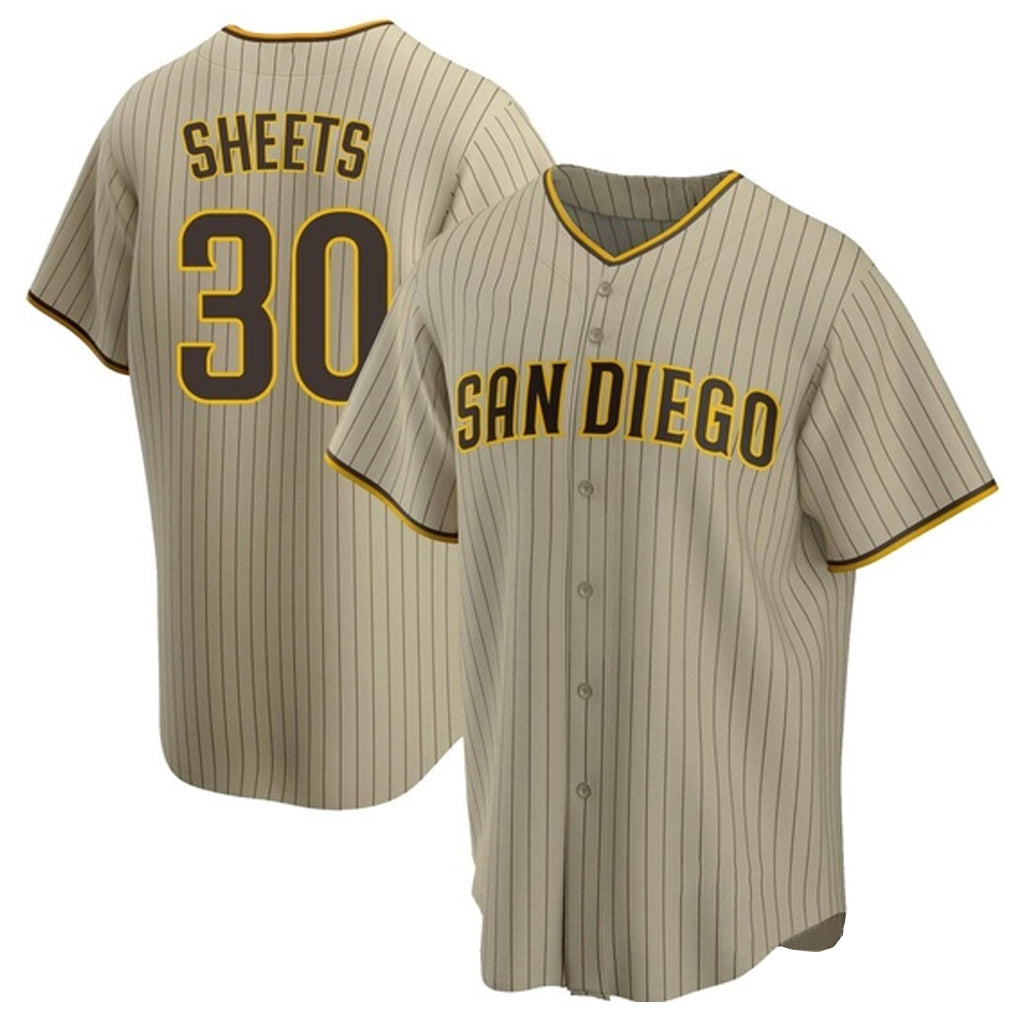 Vanessashop S.Diego Padres #30 Gavin Sheets Player Khaki Home Game Stitched Jerseys