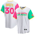 Vanessashop S.Diego Padres #30 Gavin Sheets Player White City Connect Home Game Stitched Jerseys