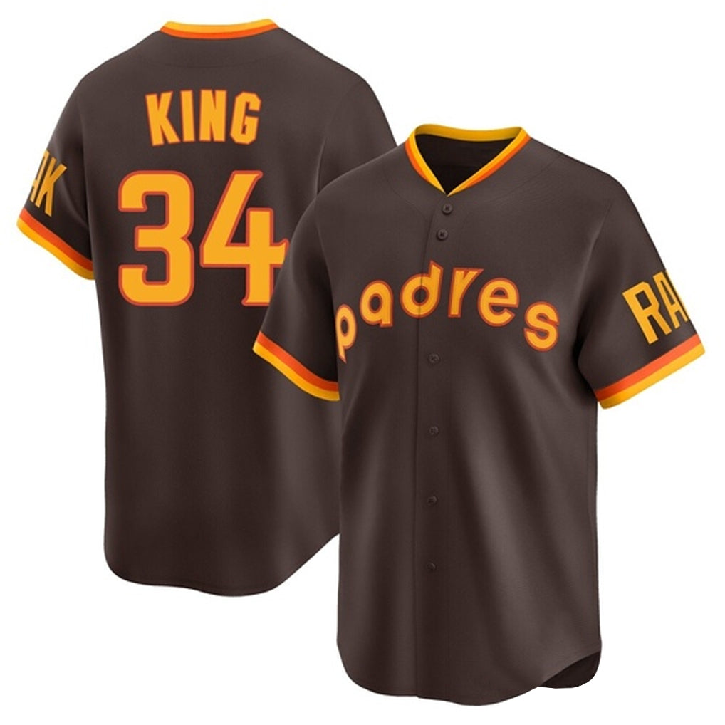Vanessashop S.Diego Padres #34 Michael King Player Brown Home Cooperstown Collection Replica Game Stitched Jerseys