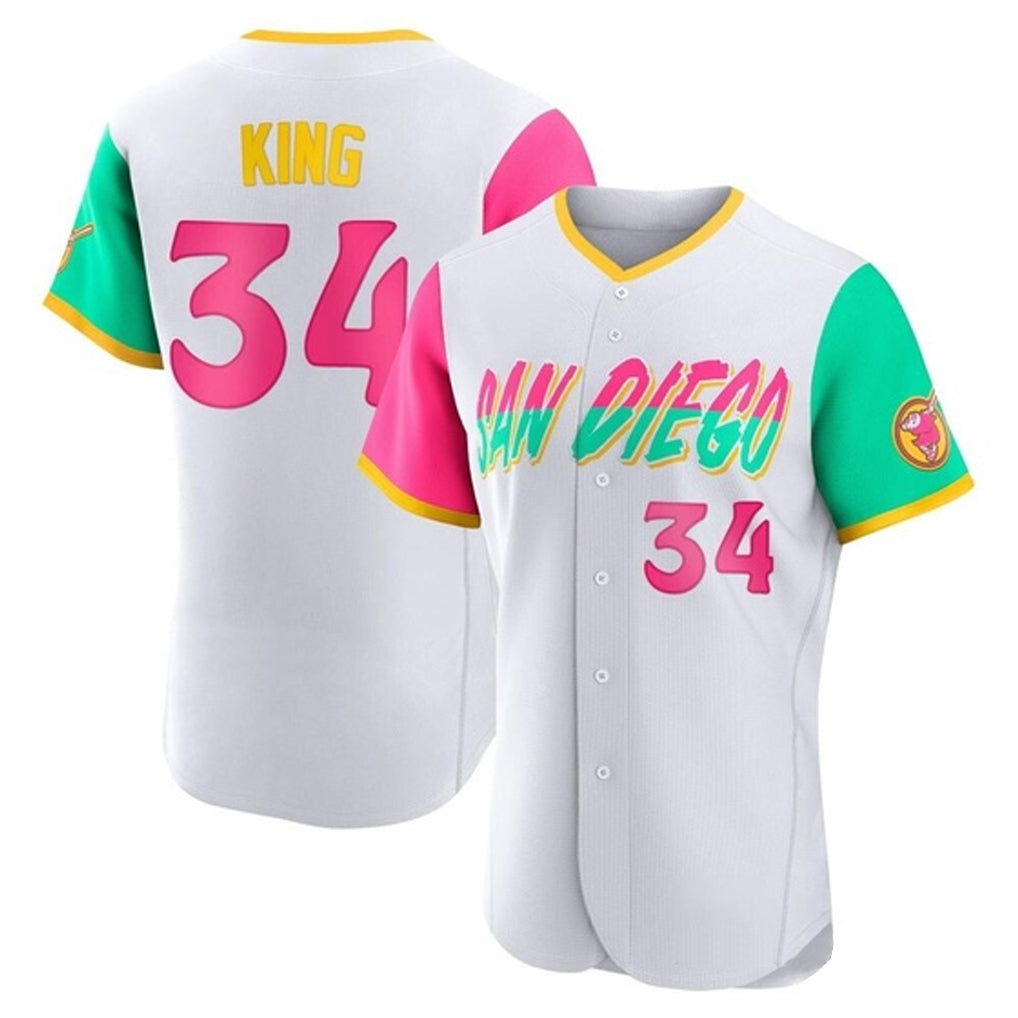 Vanessashop S.Diego Padres #34 Michael King Player White City Connect Home Limited Elite Stitched Jerseys
