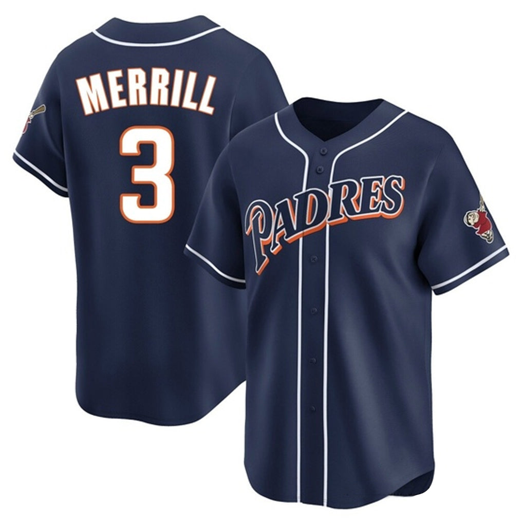 Vanessashop S.Diego Padres #3 Jackson Merrill Player Navy Cooperstown Collection Limited Home Stitched Jerseys