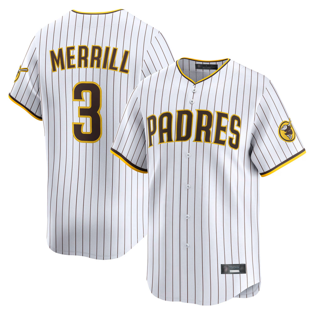 Vanessashop S.Diego Padres #3 Jackson Merrill Player White Home Limited Stitched Jerseys
