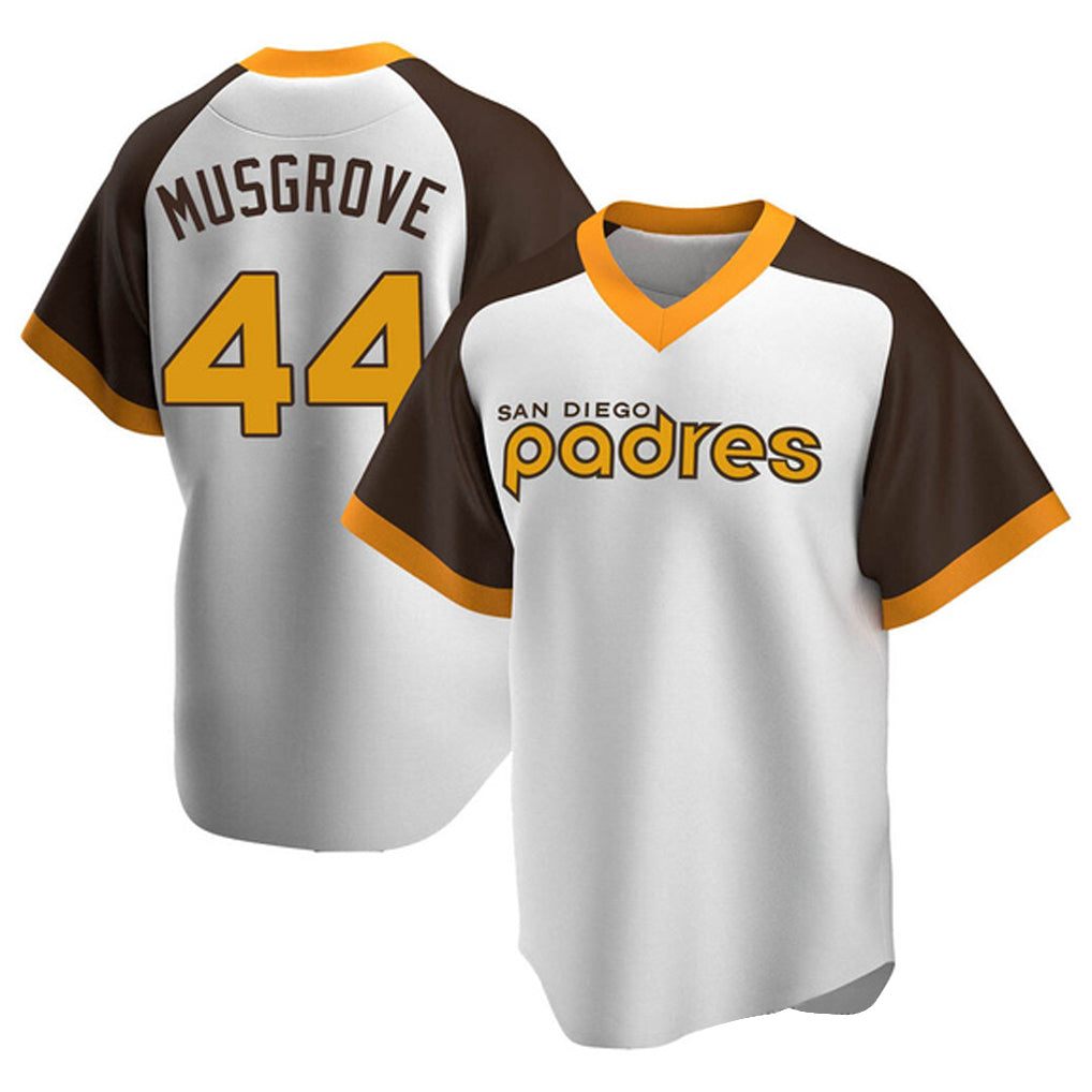 Vanessashop S.Diego Padres #44 Joe Musgrove Player White Home Cooperstown Collection Replica Game Stitched Jerseys