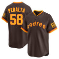 Vanessashop S.Diego Padres #58 Wandy Peralta Player Brown Home Cooperstown Collection Replica Game Stitched Jerseys