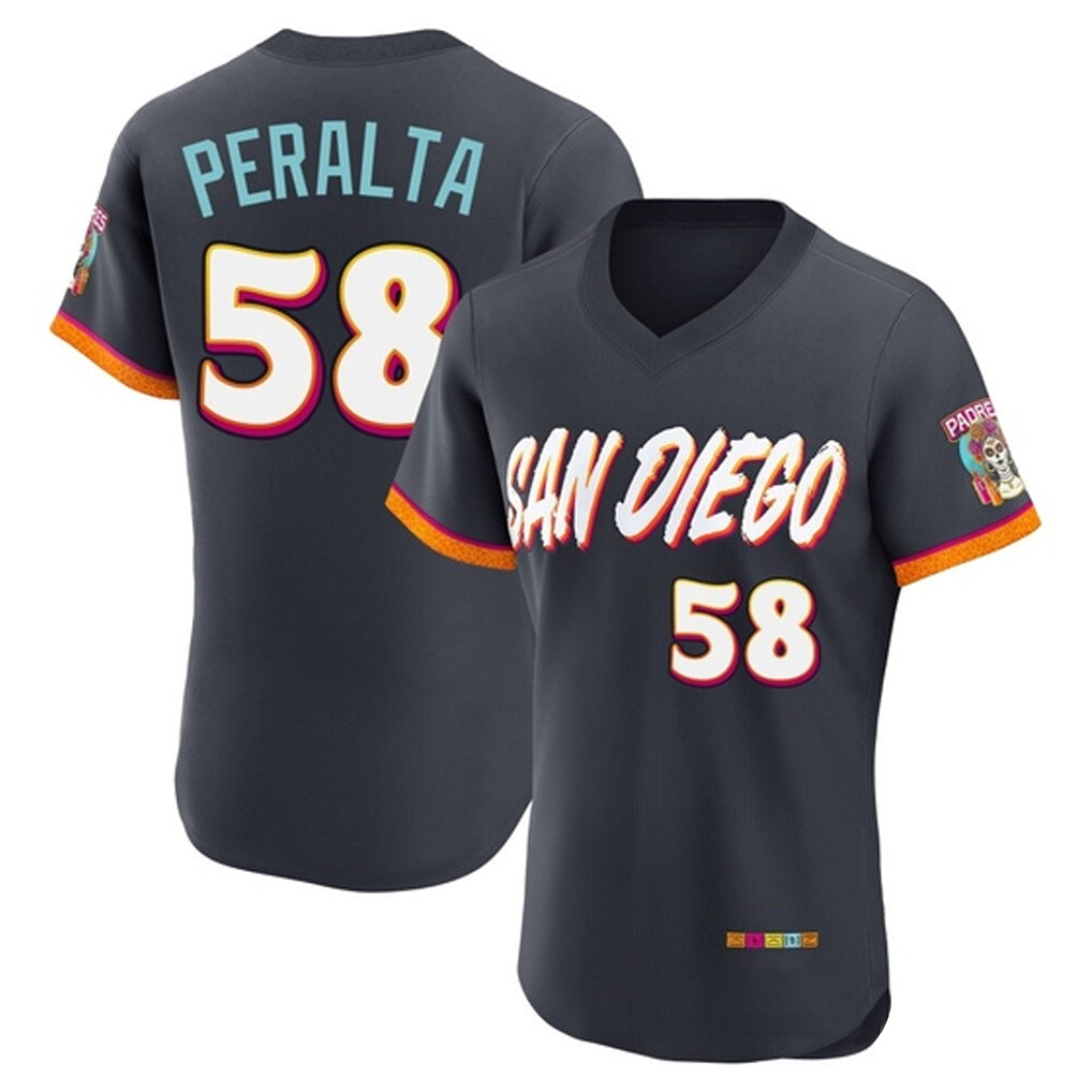Vanessashop S.Diego Padres #58 Wandy Peralta Player Obsidian 2026 City Connect Home Limited Elite T-shirt Stitched Jerseys