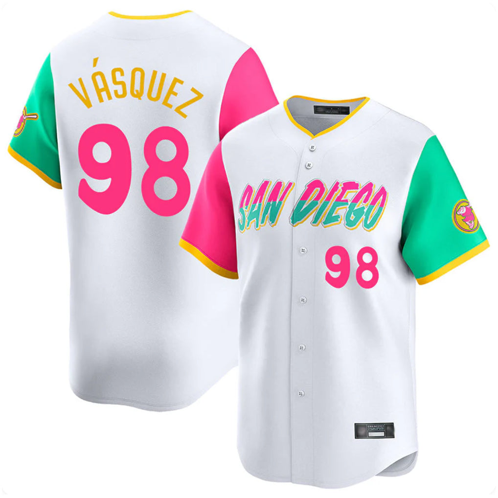 Vanessashop S.Diego Padres #98 Randy Vasquez Player White City Connect Home Limited Stitched Jerseys