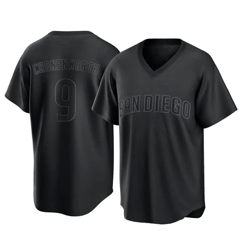 Vanessashop S.Diego Padres #9 Jake Cronenworth Player Black Pitch Fashion Game T-shirt Stitched Jerseys