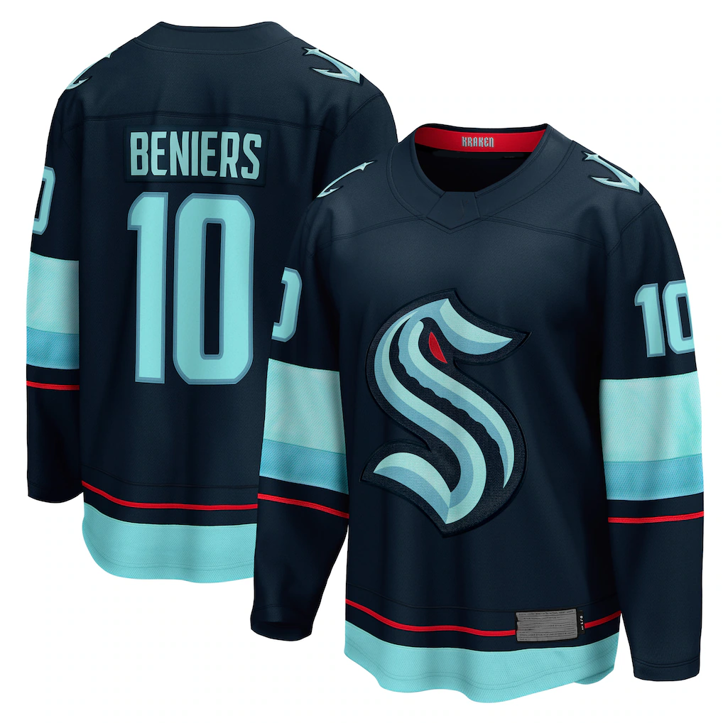 Vanessashop S.Kraken #10 Matty Beniers Deep Sea Blue Premier Breakaway Player Jerseys
