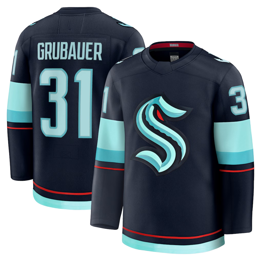 Vanessashop S.Kraken #31 Philipp Grubauer Deep Sea Blue Home Premium Jerseys