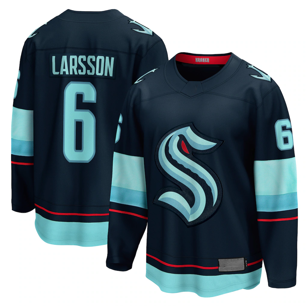 Vanessashop S.Kraken #6 Adam Larsson Deep Sea Blue Home Breakaway Player Jerseys