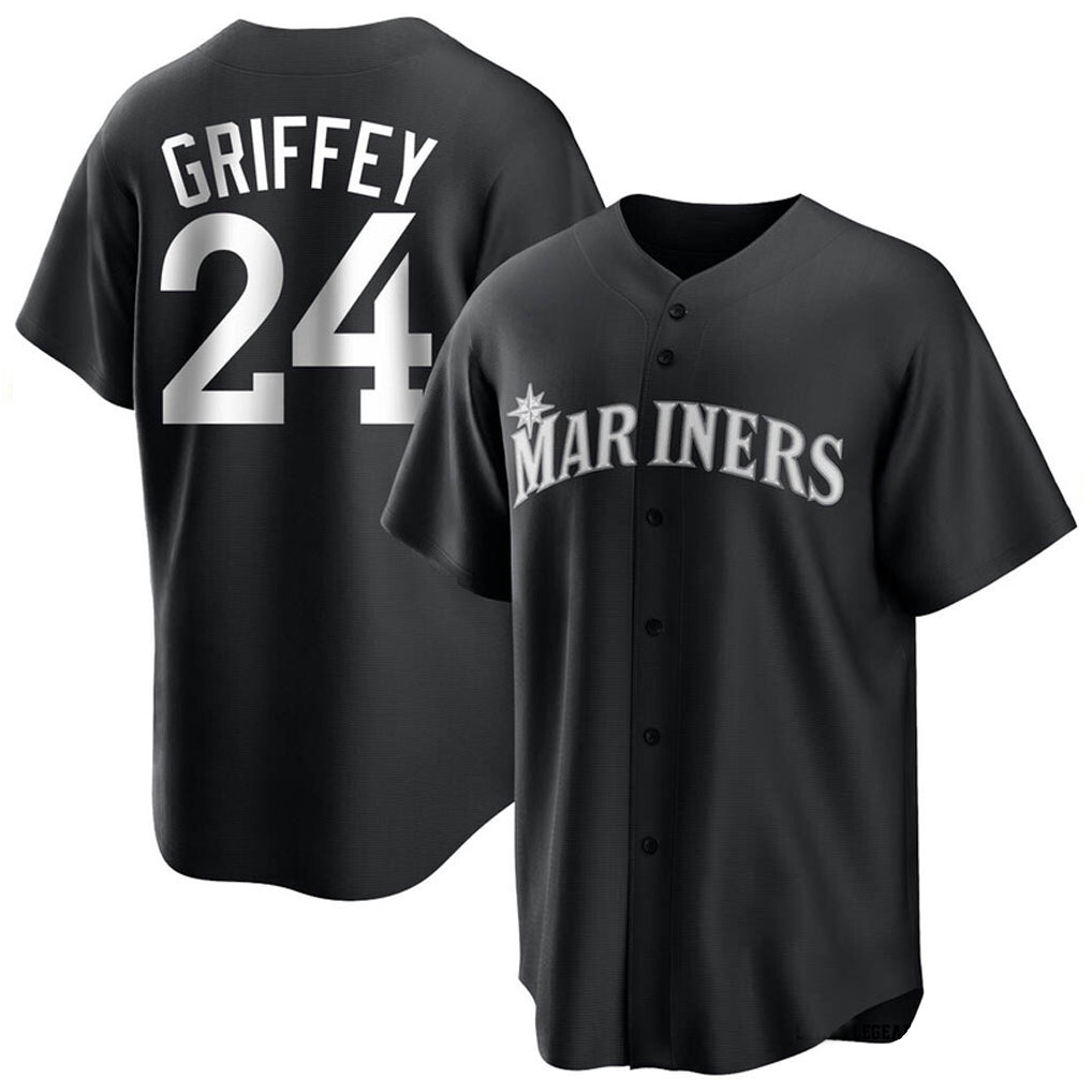 Vanessashop  S.Mariners #24 Ken Griffey Jr Player Black Home Limited Stitched Jerseys
