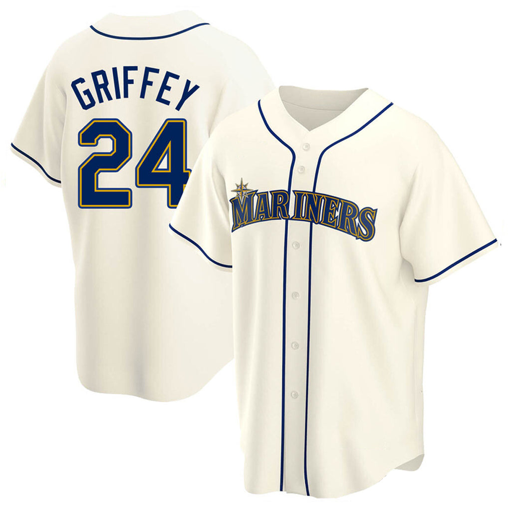 Vanessashop  S.Mariners #24 Ken Griffey Jr Player Cream Home Game Stitched Jerseys