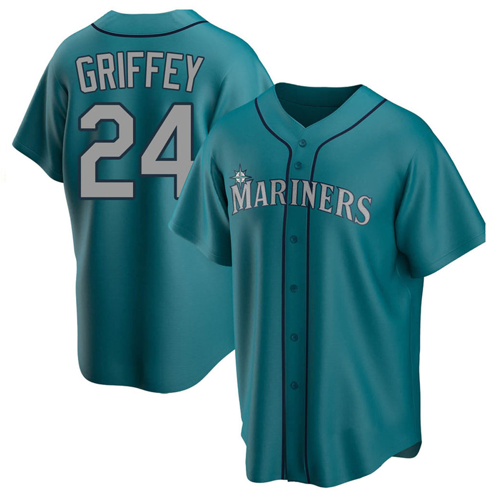 Vanessashop  S.Mariners #24 Ken Griffey Jr Player Teal Home Game Stitched Jerseys
