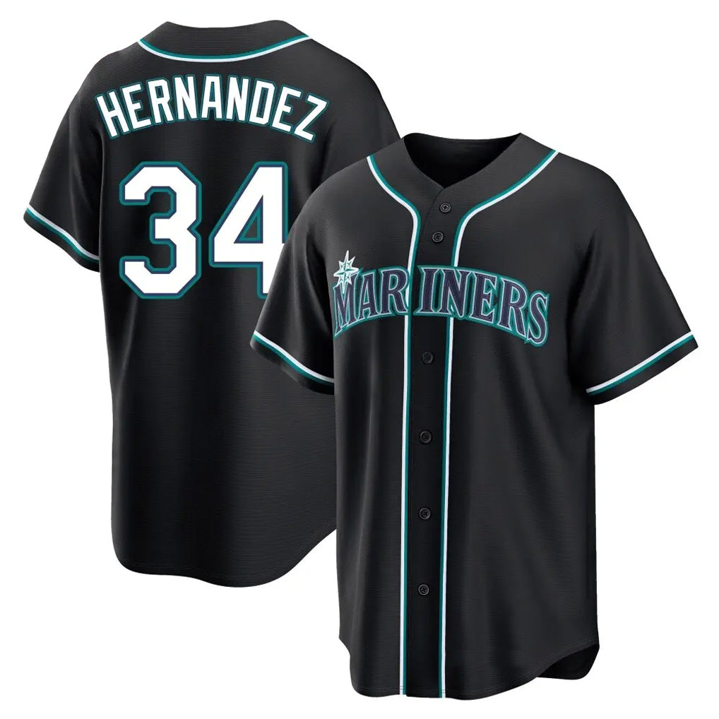 Vanessashop  S.Mariners #34 Felix Hernandez Player Black Fashion Home Limited Stitched Jerseys