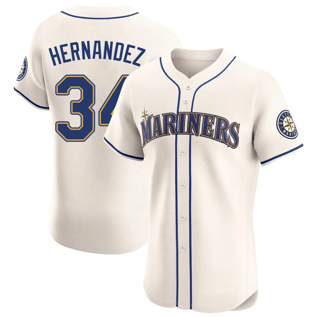 Vanessashop  S.Mariners #34 Felix Hernandez Player Cream Home Limited Elite Stitched Jerseys