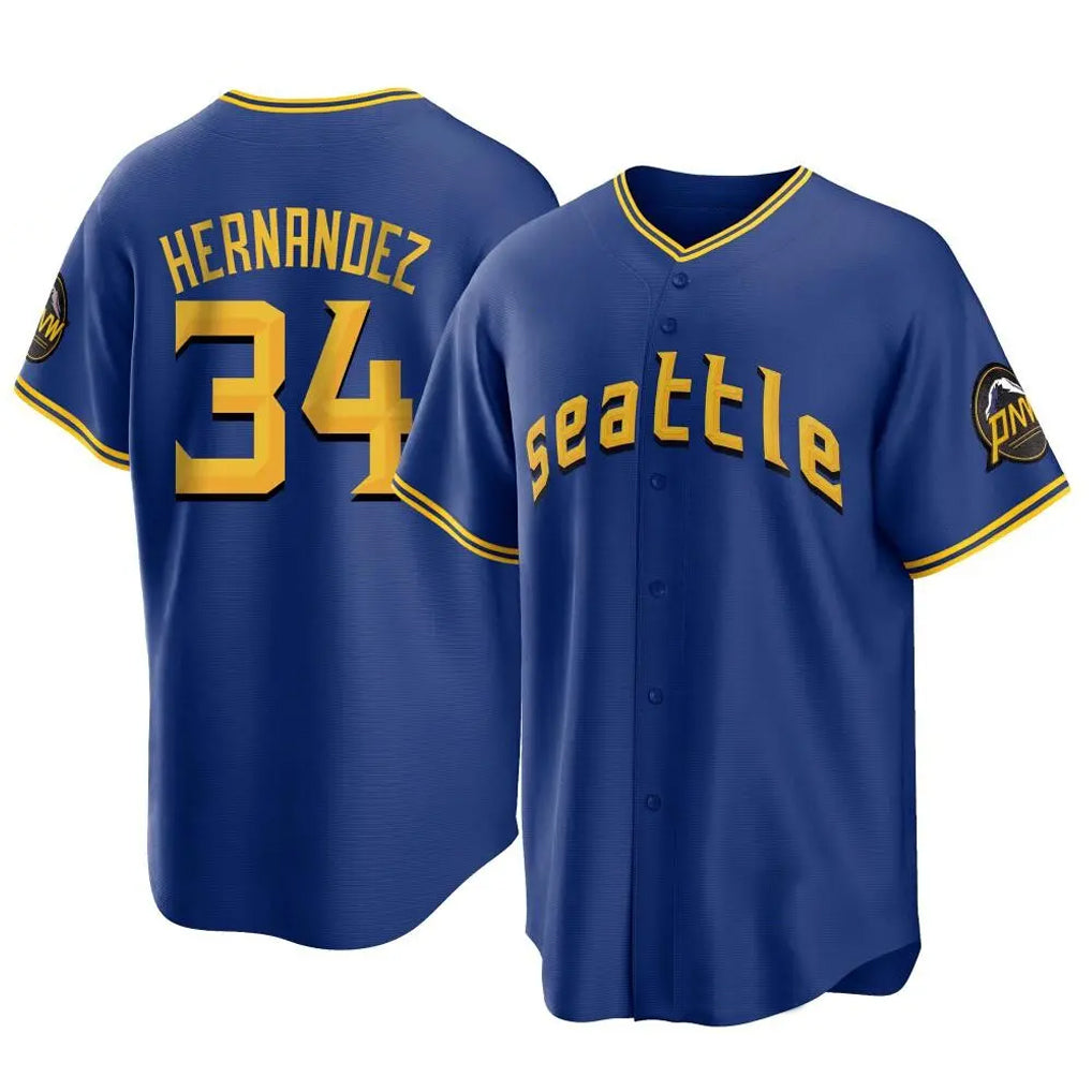 Vanessashop  S.Mariners #34 Felix Hernandez Player Royal City Connect Home Game Stitched Jerseys