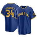 Vanessashop  S.Mariners #34 Felix Hernandez Player Royal City Connect Home Game Stitched Jerseys