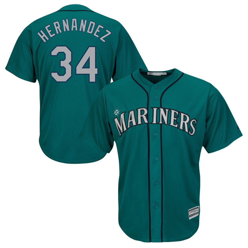 Vanessashop  S.Mariners #34 Felix Hernandez Player Teal Majestic Cool Base Limited Stitched Jerseys
