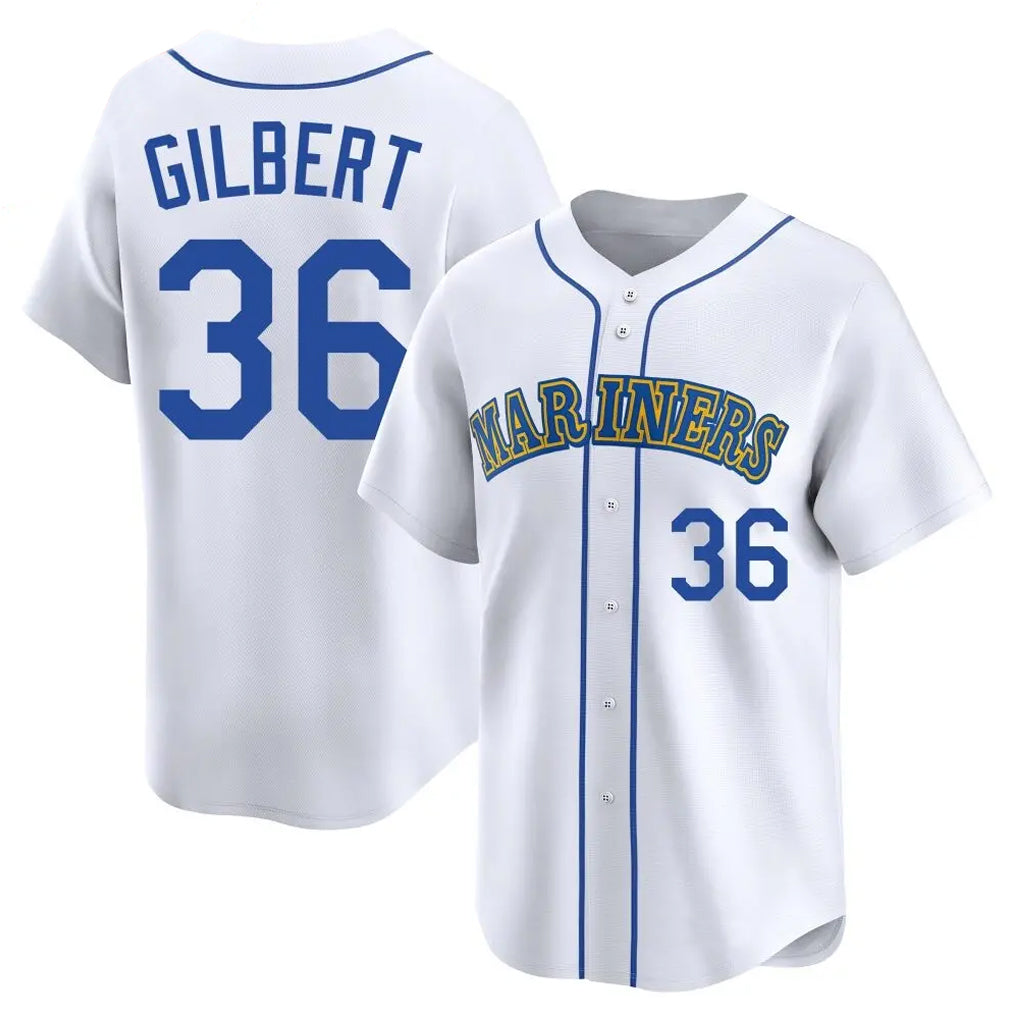 Vanessashop  S.Mariners #36 Logan Gilbert Player White Throwback Cooperstown Collection Limited Game Stitched Jerseys