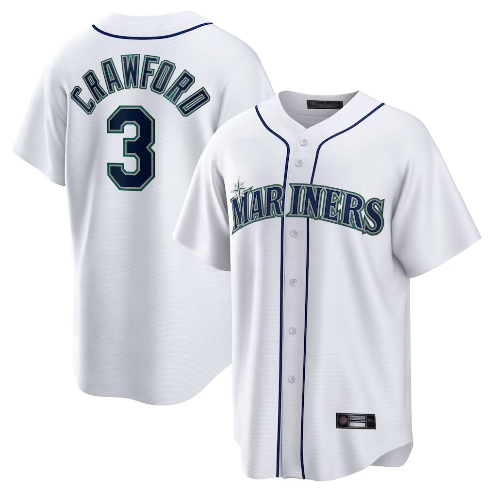 Vanessashop  S.Mariners #3 J.P. Crawford Player White Home Game Stitched Jerseys