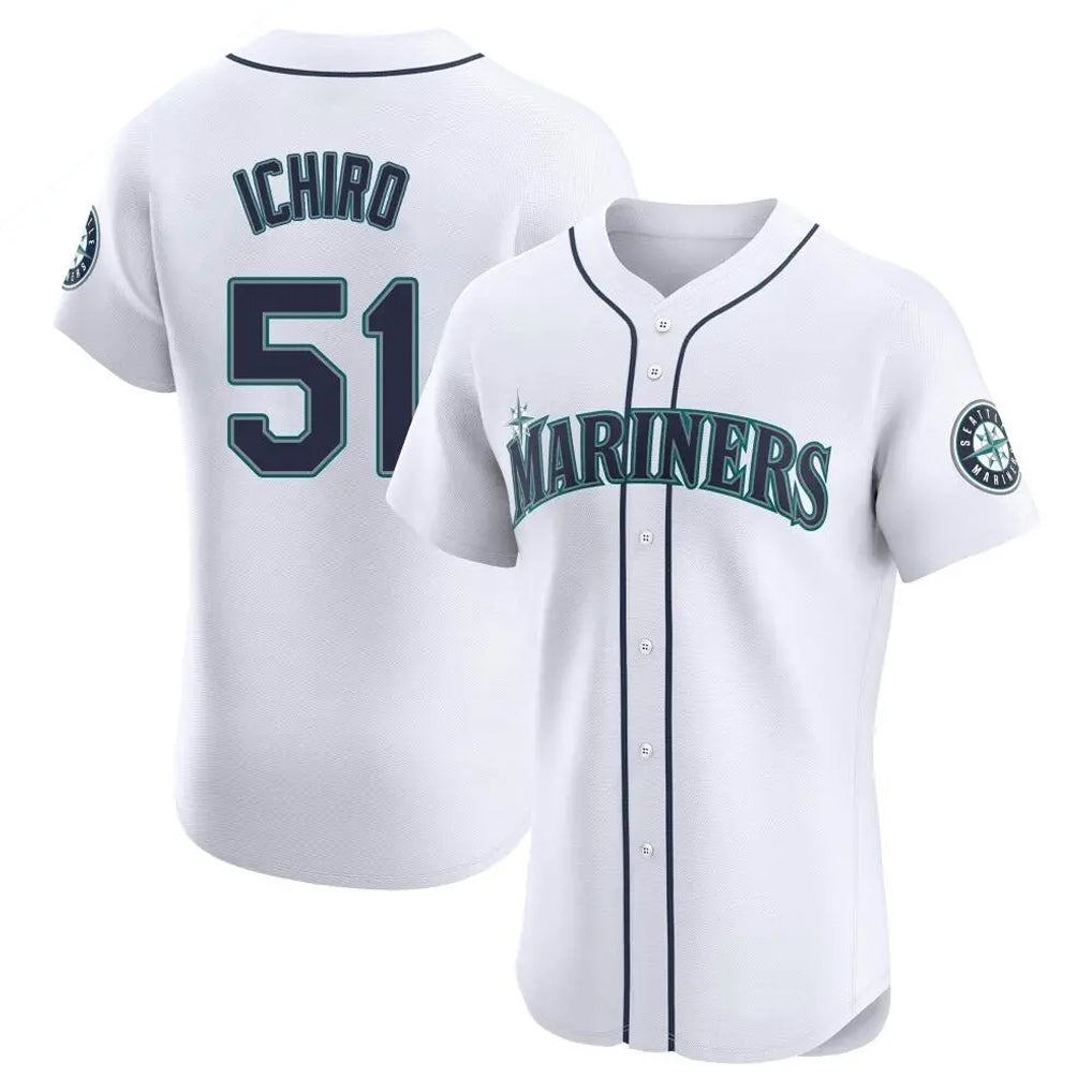 Vanessashop  S.Mariners #51 Ichiro Suzuki Player White Home Limited Elite Stitched Jerseys