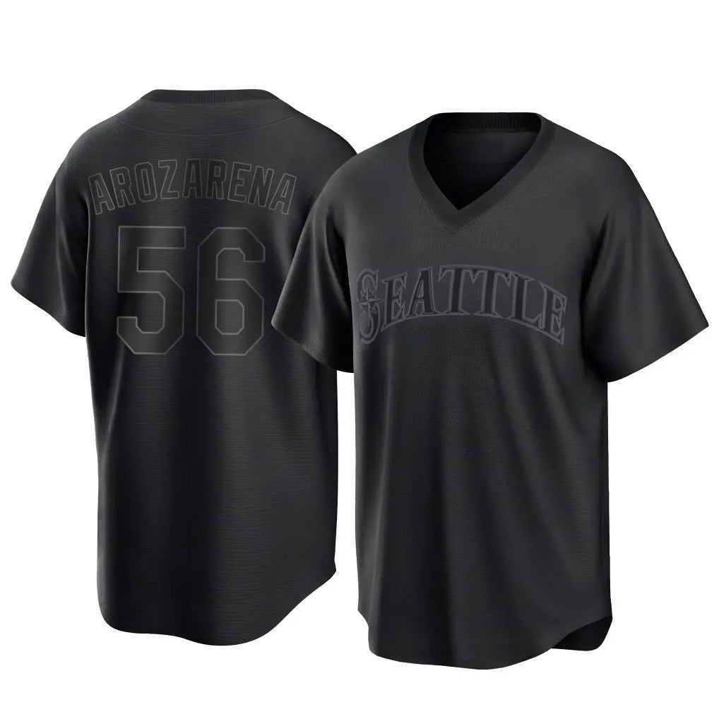 Vanessashop  S.Mariners #56 Randy Arozarena Player Black Replica Fashion T-shirt Stitched Jerseys