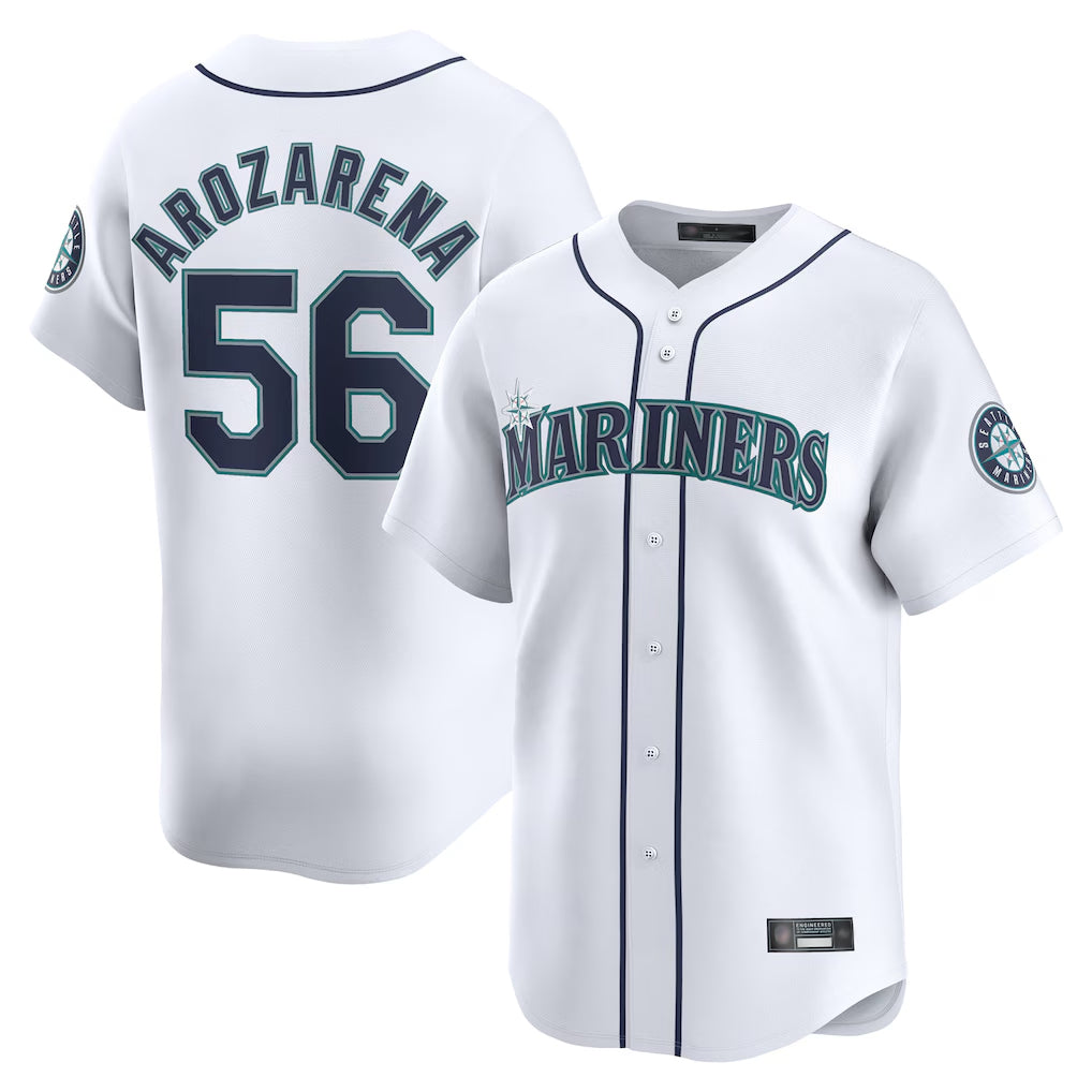 Vanessashop  S.Mariners #56 Randy Arozarena Player White Home Limited Stitched Jerseys