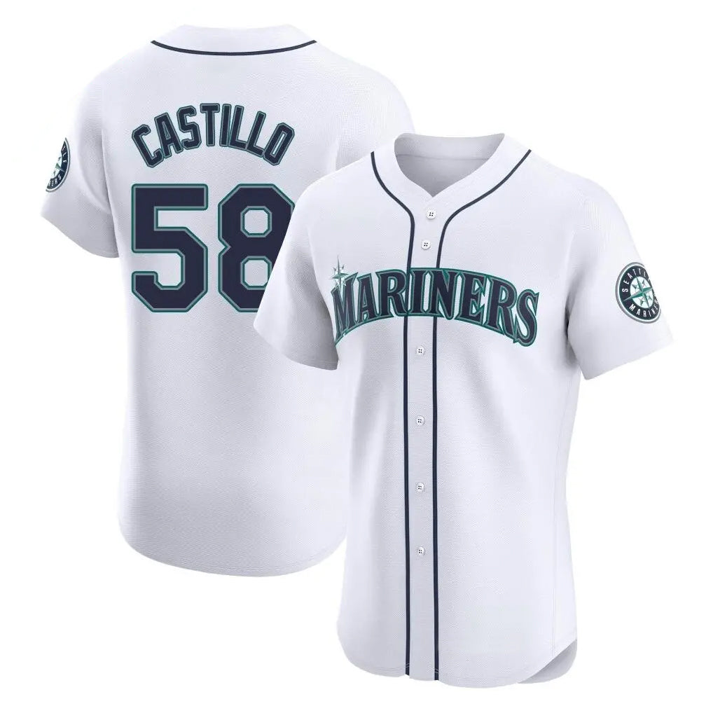 Vanessashop  S.Mariners #58 Luis Castillo Player White Home Limited Elite Stitched Jerseys