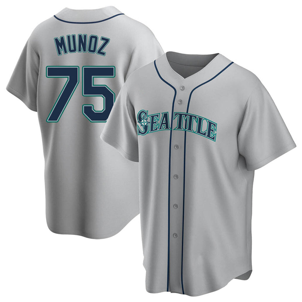 Vanessashop  S.Mariners #75 Andres Munoz Player Gray Home Game Stitched Jerseys