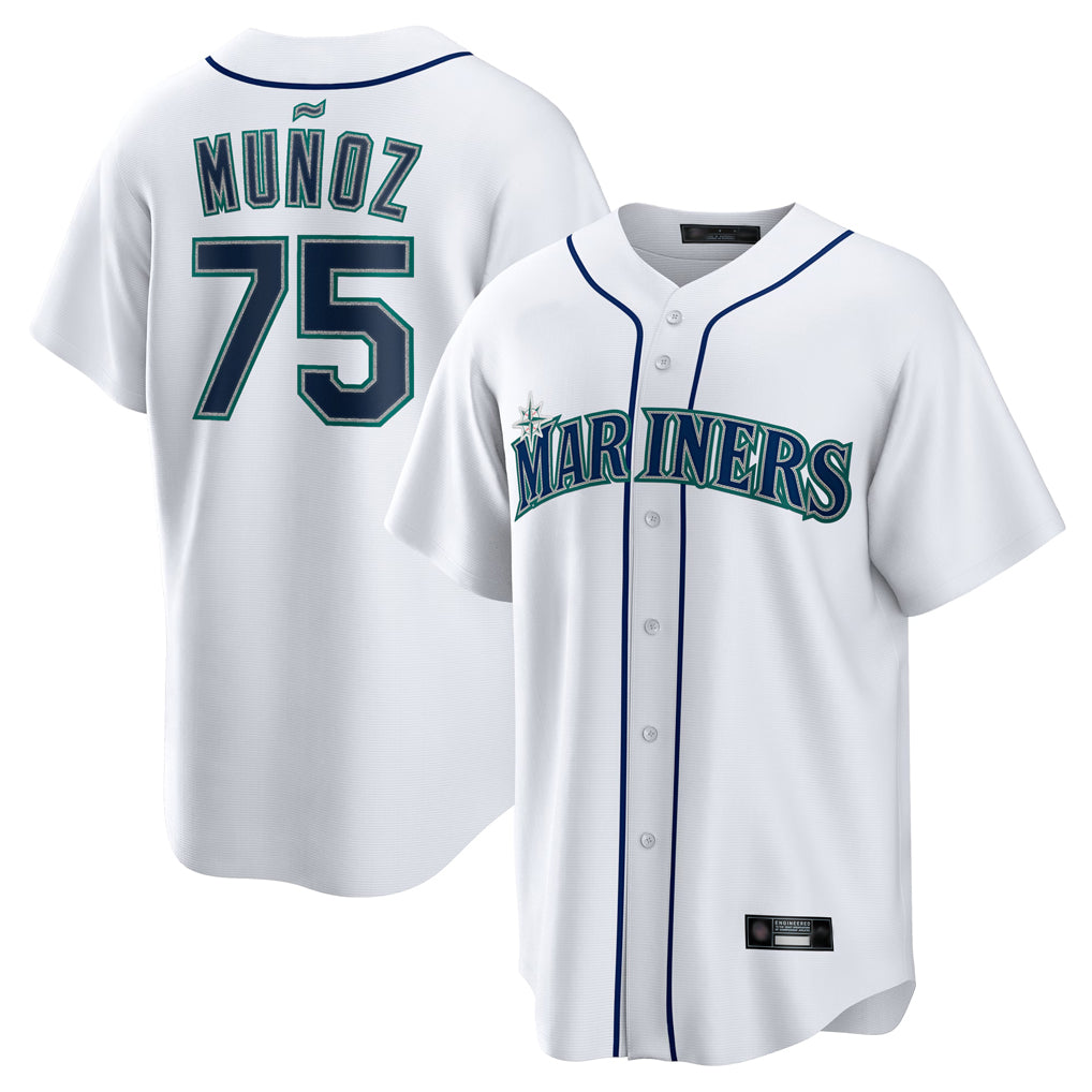 Vanessashop  S.Mariners #75 Andres Munoz Player White Home Game Stitched Jerseys